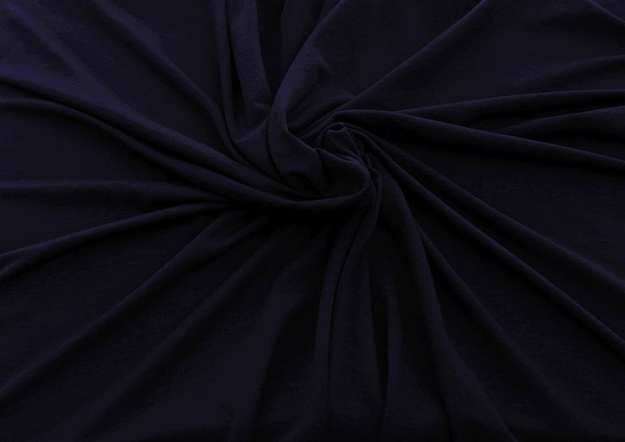 1 Yard Navy Bamboo Spandex Jersey Knit Fabric Ultra Soft 4-Way Stretch Material 60 Inch Width